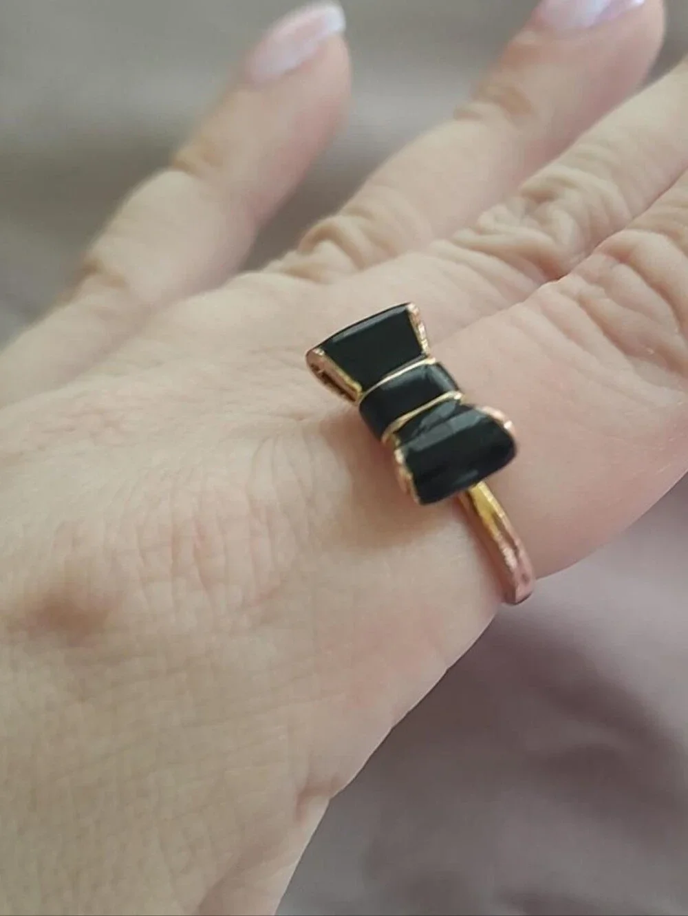 Kate Spade Black Enamel Bow Ring Women Jewelry
